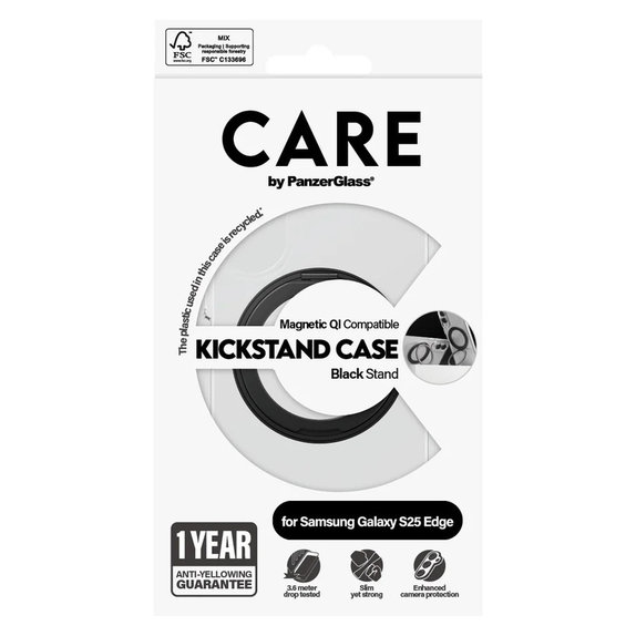 Case Kickstand for Samsung Galaxy S25 Edge, Black, PanzerGlass