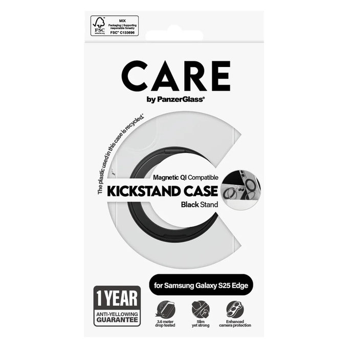 Case Kickstand for Samsung Galaxy S25 Edge, Black, PanzerGlass