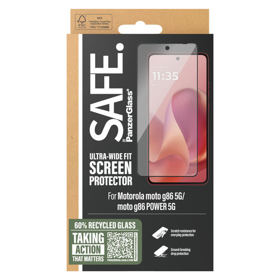 Tempered Glass UWF for Motorola Moto G86 Power, Black, SAFE by PanzerGlass
