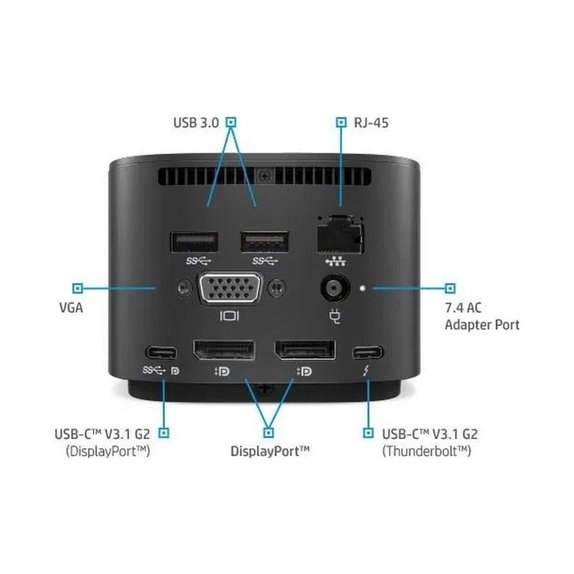 HP - Docking Station Thunderbolt G2 (USB-C) Refurbished