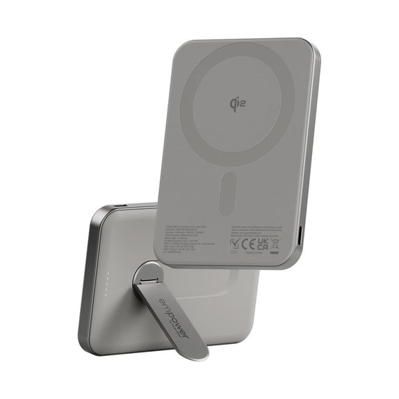 Wireless PowerBank 5000 mAh, with Rotating Stand 20 W, MagSafe Compatible, Qi2/USB-C, Titanium, empower
