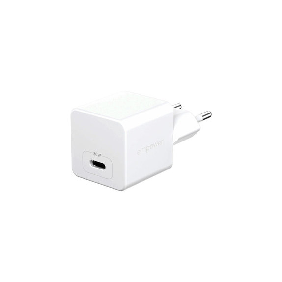 Travel Adapter Grand Prix USB-C, GaN, 30 W PD, silver white, empower