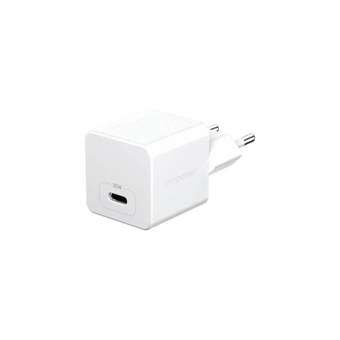 Travel Adapter Grand Prix USB-C, GaN, 30 W PD, silver white, empower
