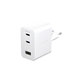 Travel Adapter Grand Prix 2x USB-C/USB-A, GaN, 70 W PD, Silver White, empower
