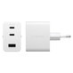 Travel Adapter Grand Prix 2x USB-C/USB-A, GaN, 70 W PD, Silver White, empower