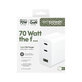Travel Adapter Grand Prix 2x USB-C/USB-A, GaN, 70 W PD, Silver White, empower