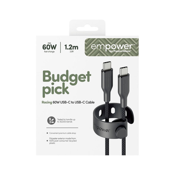 USB-C Cable, 60 W, Racing, 1, 2 m, Space Black, empower