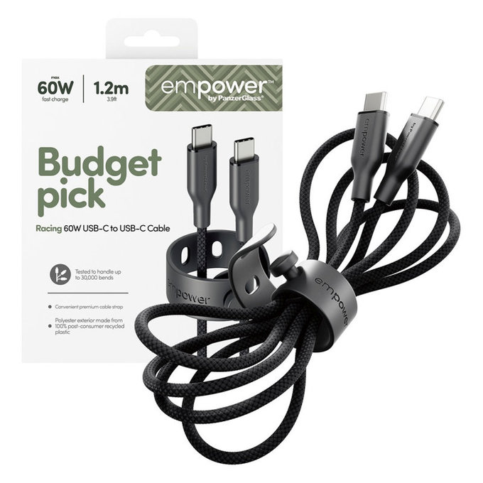 USB-C Cable, 60 W, Racing, 1, 2 m, Space Black, empower