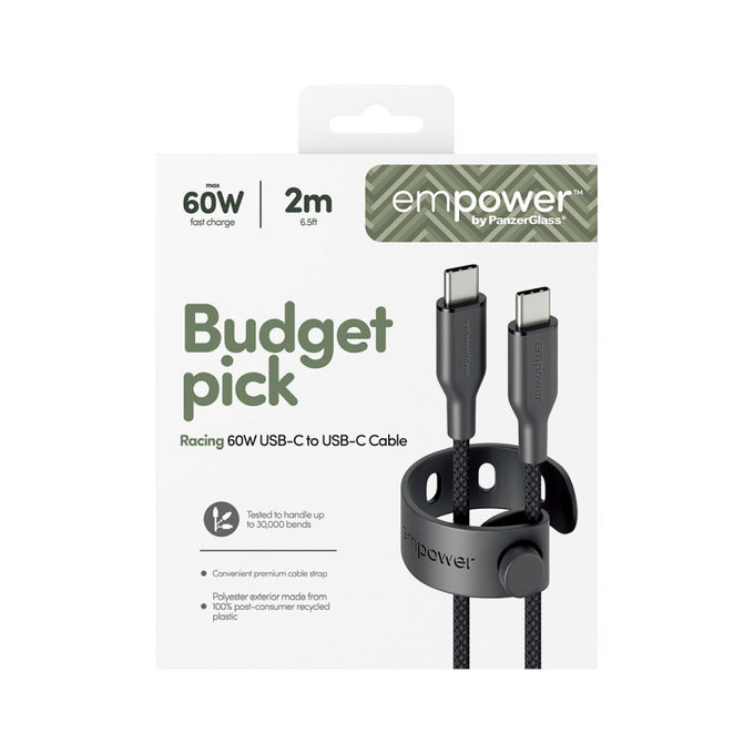 USB-C Cable, 60 W, Racing, 2 m, Space Black, empower