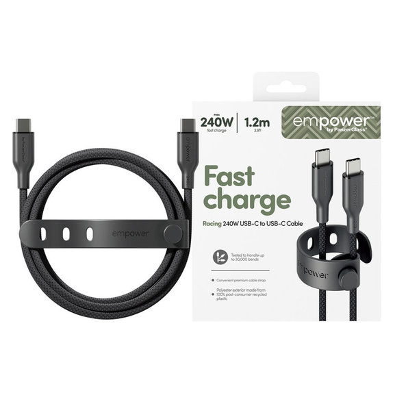 USB-C Cable, 240 W, Racing, 1, 2 m, Space Black, empower