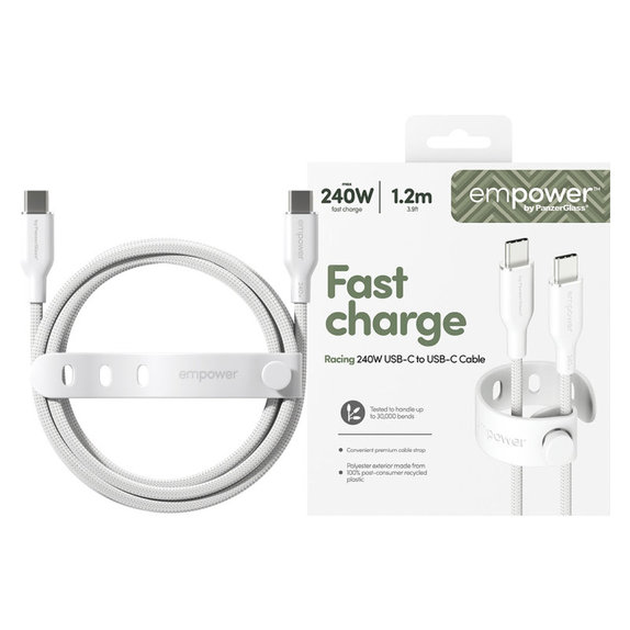 USB-C Cable, 240 W, Racing, 1.2 m, silver white, empower