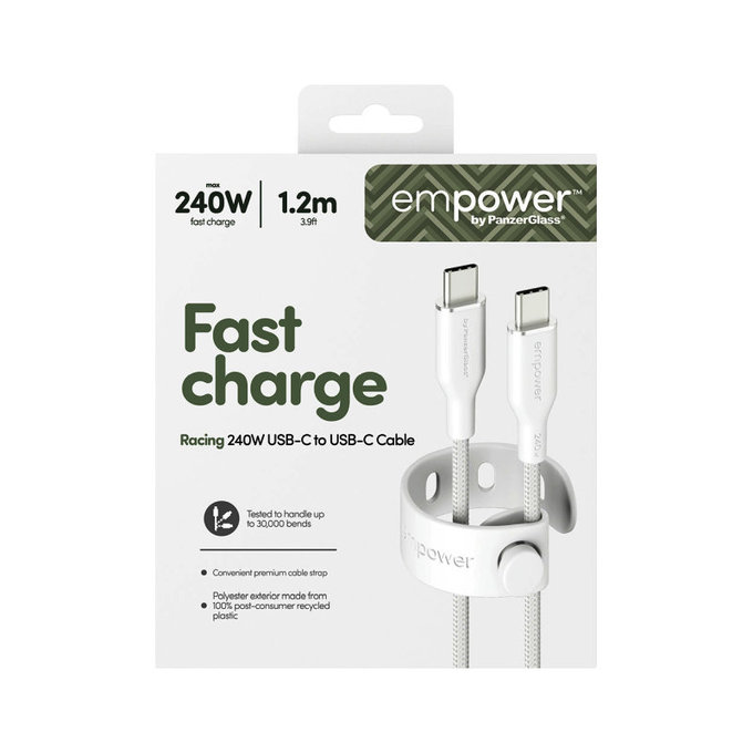 USB-C Cable, 240 W, Racing, 1.2 m, silver white, empower