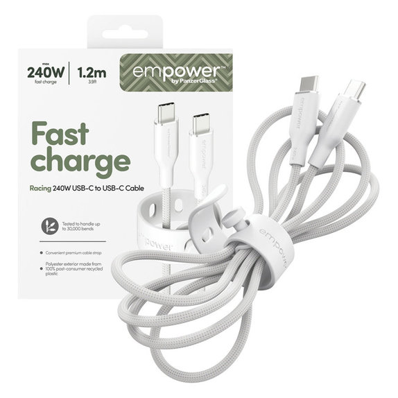 USB-C Cable, 240 W, Racing, 1.2 m, silver white, empower