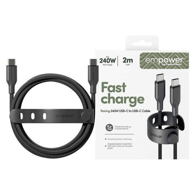 USB-C Cable, 240 W, Racing, 2 m, Space Black, empower
