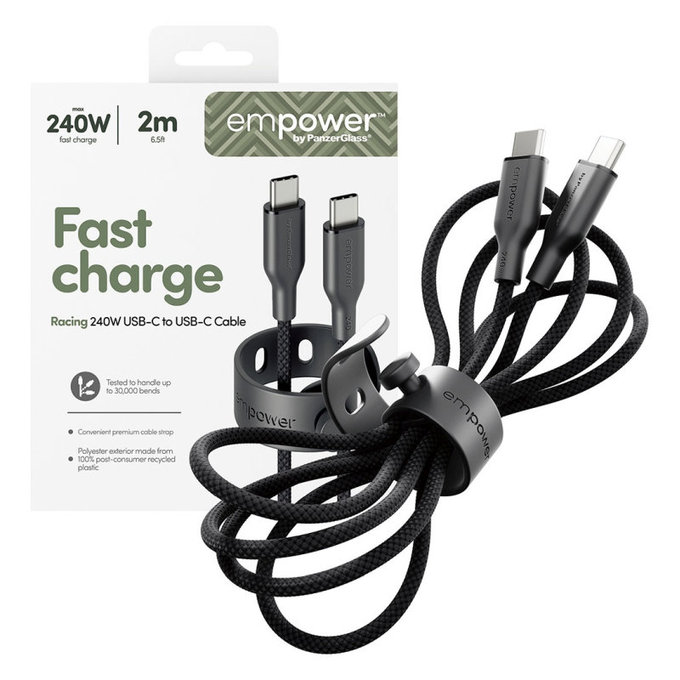 USB-C Cable, 240 W, Racing, 2 m, Space Black, empower