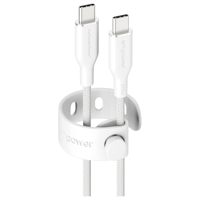 USB-C Cable, 240 W, Racing, 2 m, Silver White, empower