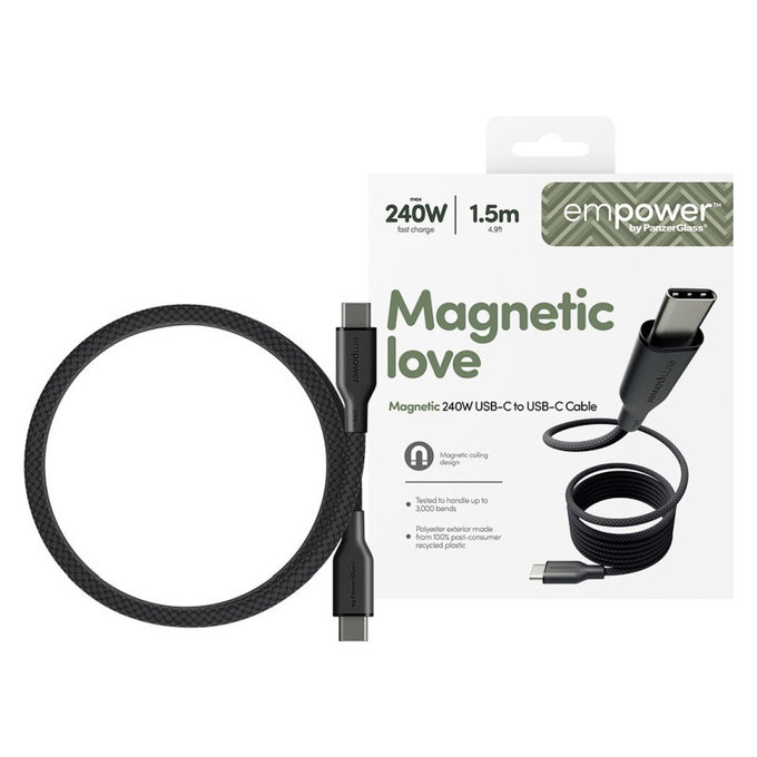 USB-C Cable, 240 W, Magnetic, 1, 5 m, Space Black, empower