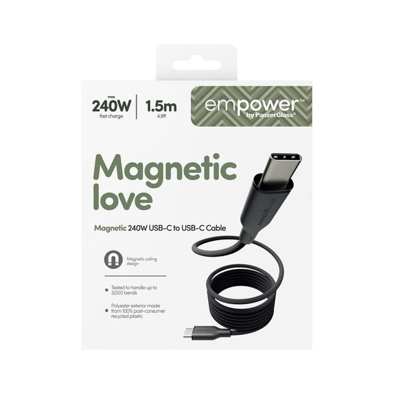 USB-C Cable, 240 W, Magnetic, 1, 5 m, Space Black, empower