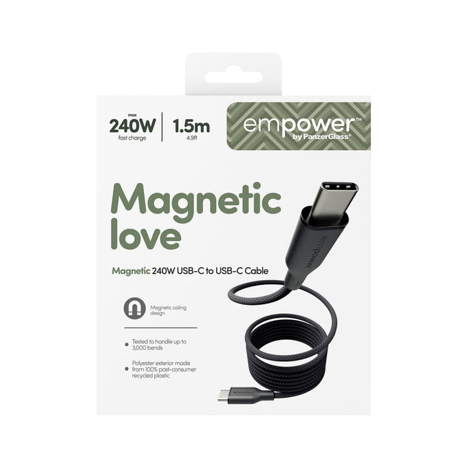 USB-C Cable, 240 W, Magnetic, 1, 5 m, Space Black, empower