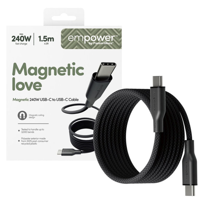 USB-C Cable, 240 W, Magnetic, 1, 5 m, Space Black, empower