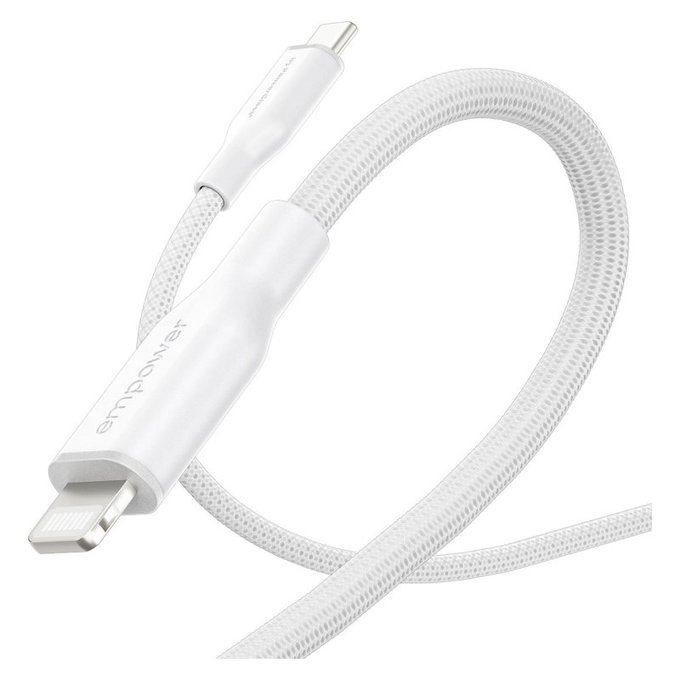 USB-C/Lightning Cable, 60 W, Racing, 1, 2 m, Silver White, empower