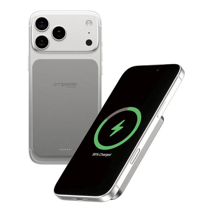 Wireless PowerBank 5000 mAh, 20 W, compatible with MagSafe, Qi2/USB-C, Titanium, empower