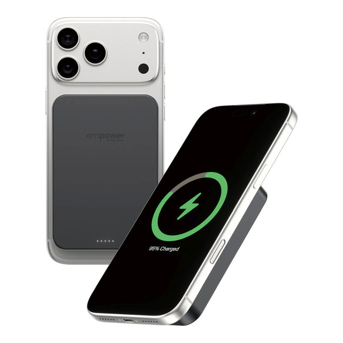 Wireless PowerBank 10000 mAh, 20 W, compatible with MagSafe, Qi2/USB-C, Space Black, empower