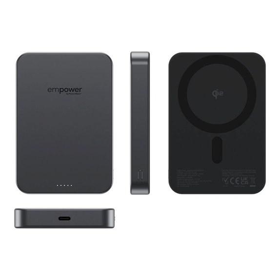 Wireless PowerBank 10000 mAh, 20 W, compatible with MagSafe, Qi2/USB-C, Space Black, empower