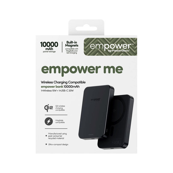 Wireless PowerBank 10000 mAh, 20 W, compatible with MagSafe, Qi2/USB-C, Space Black, empower