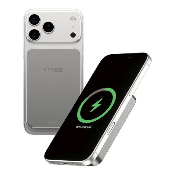 Wireless PowerBank 10000 mAh, 20 W, compatible with MagSafe, Qi2/USB-C, Titanium, empower