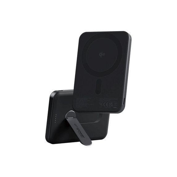 Wireless PowerBank 5000 mAh with rotating stand, 20 W, compatible with MagSafe, Qi2/USB-C, Space Black, empower