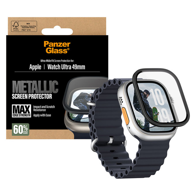 Tempered Glass UWF METALLIC for Apple Watch Ultra 49 mm, Black, PanzerGlass