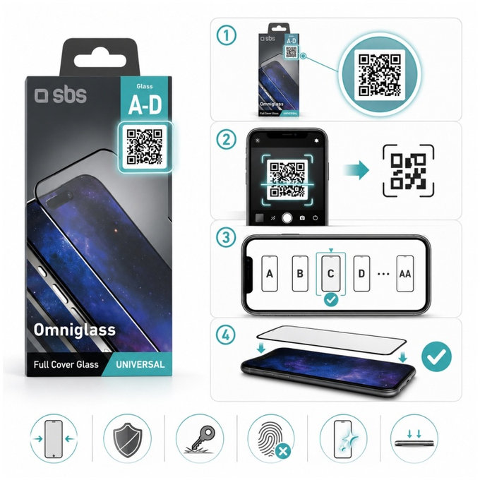 Universal Tempered Glass Omniglass J, Black, SBS