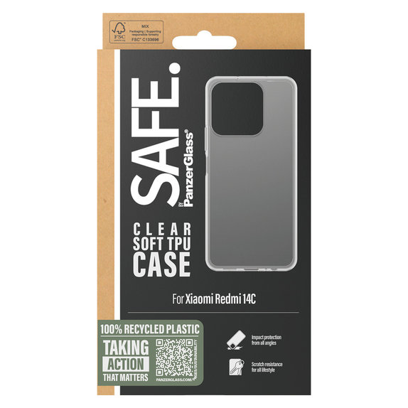 Case TPU for Xiaomi Redmi 14C, Transparent, SAFE by PanzerGlass