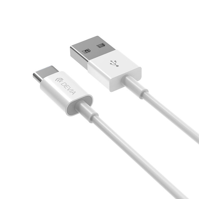 USB / USB-C Cable Smart, 2.1A, 2m, White, Devia