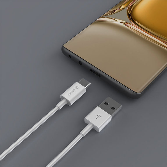 USB / USB-C Cable Smart, 2.1A, 2m, White, Devia