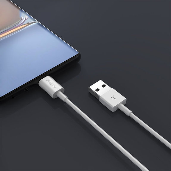USB / USB-C Cable Smart, 2.1A, 2m, White, Devia