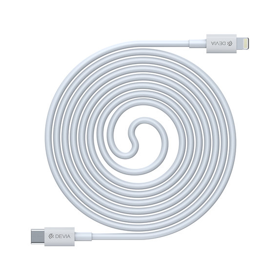 Lightning / USB-C Cable Smart, PD 20W, 1m, White, Devia