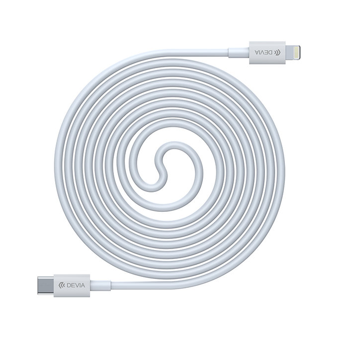 Lightning / USB-C Cable Smart, PD 20W, 1m, White, Devia