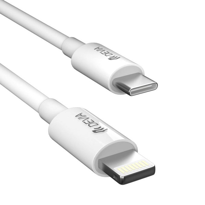 Lightning / USB-C Cable Smart, PD 27W, 2m, White, Devia