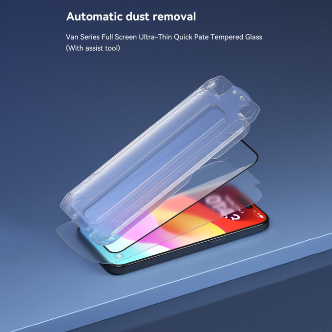 FullCover Tempered Glass with Applicator for iPhone 15 Pro Max, Devia