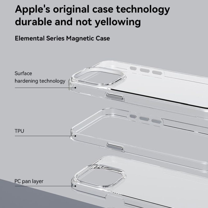 Case Elemental with MagSafe for iPhone 15 Pro Max, Transparent, Devia