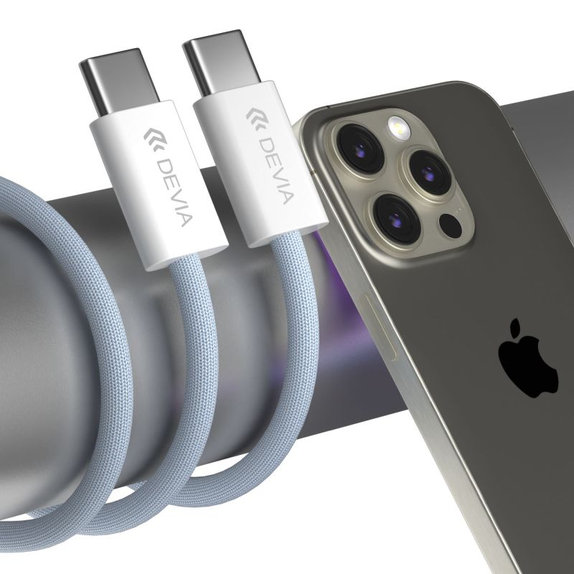 USB-C / USB-C Cable Smart, PD 60W, 1m, White, Devia