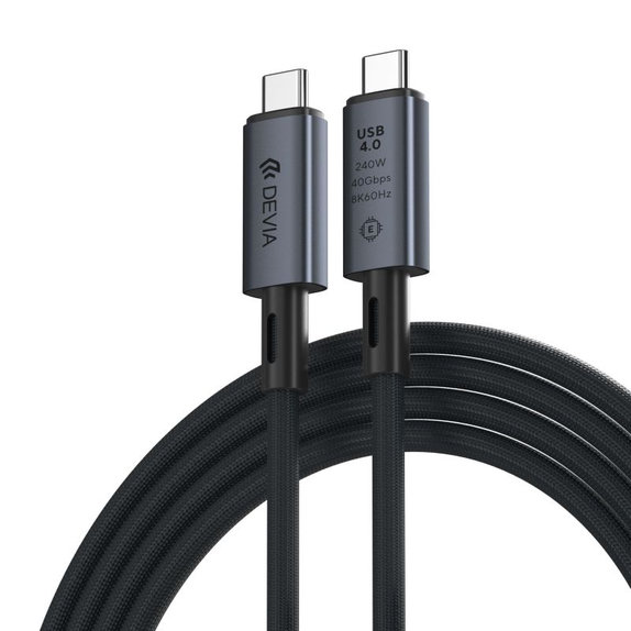 USB-C / USB-C Cable Extreme Speed, 240W, 8K 60Hz, 1m, Black, Devia