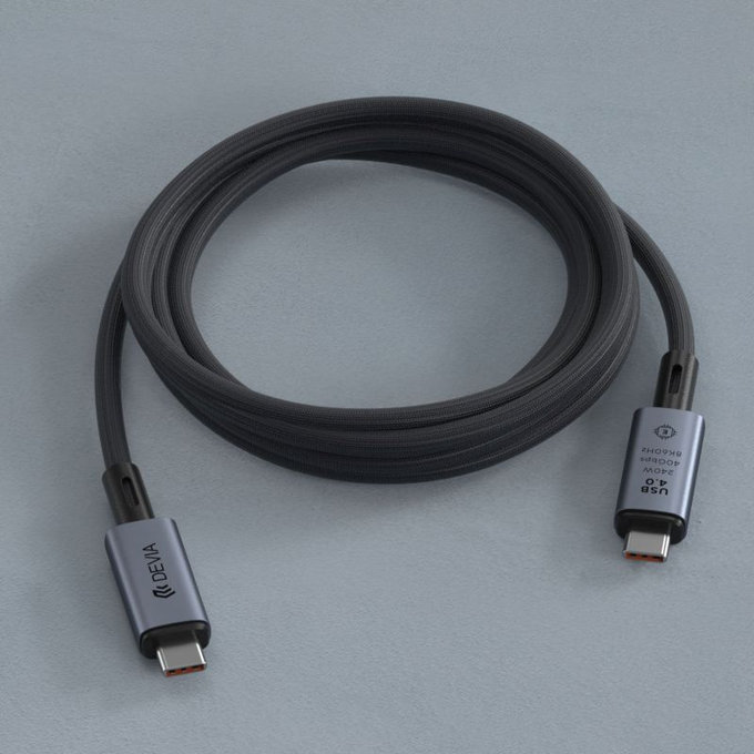 USB-C / USB-C Cable Extreme Speed, 240W, 8K 60Hz, 1m, Black, Devia