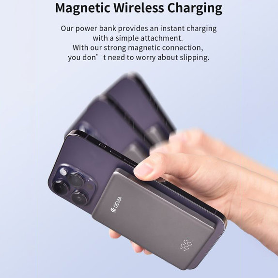 MagSafe Power Bank Extreme Speed Mini with Display, PD 20W, 5000mAh, Space Grey, Devia
