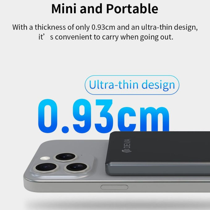 MagSafe Power Bank Extreme Speed Mini with Display, PD 20W, 5000mAh, Space Grey, Devia