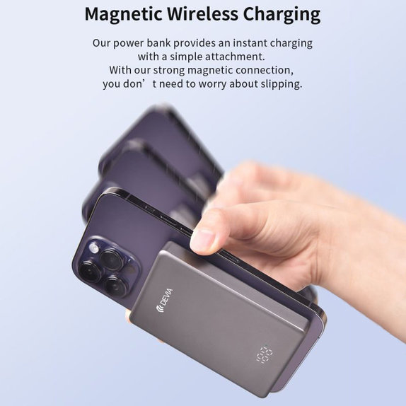 MagSafe Power Bank Extreme Speed Mini with Display, PD 20W, 10000mAh, Space Grey, Devia