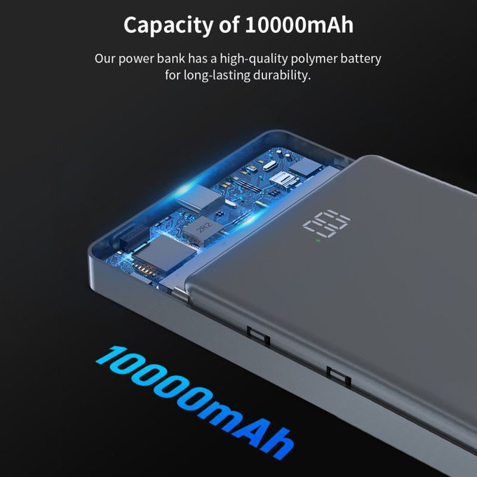 MagSafe Power Bank Extreme Speed Mini with Display, PD 20W, 10000mAh, Space Grey, Devia