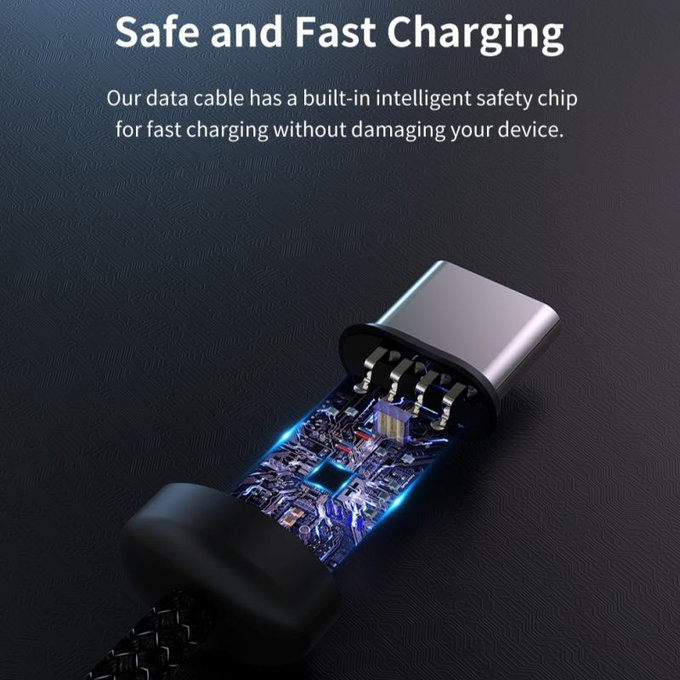 USB / USB-C Cable Gracious, 2.1A, 2m, Black, Devia